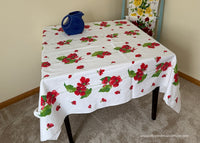 Vintage Wilendur Red Poppy Poppies Tablecloth