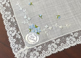 Vintage Bridal Lady Heritage Blue Daisy Lace Handkerchief