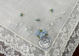 Vintage Bridal Lady Heritage Blue Daisy Lace Handkerchief