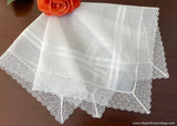 Vintage Unused Bridal Wedding Handkerchief with Medallion Lace Trim