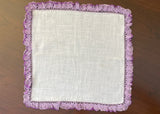 Vintage Lavender Purple Irish Linen Handkerchief with Crochet Lace Edge