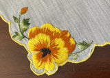 Vintage Bright Yellow Pansy Floral Handkerchief