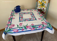Vintage Startex Pink Tulip Tablecloth