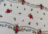 Vintage Tablecloth  Pink Roses with Petite Pastel Flowers
