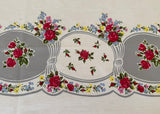 Vintage Tablecloth  Pink Roses with Petite Pastel Flowers