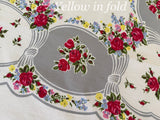 Vintage Tablecloth  Pink Roses with Petite Pastel Flowers