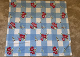 Vintage Wilendur Red Dogwood on Blue Tablecloth