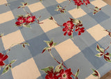 Vintage Wilendur Red Dogwood on Blue Tablecloth