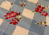 Vintage Wilendur Red Dogwood on Blue Tablecloth