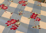 Vintage Wilendur Red Dogwood on Blue Tablecloth