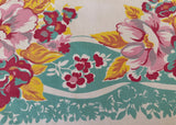Vintage Teal and Pink Roses and Bows Tablecloth
