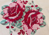 Vintage Bright Pink Roses with Jadite Leaves Tablecloth
