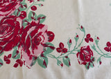 Vintage Bright Pink Roses with Jadite Leaves Tablecloth