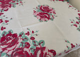 Vintage Bright Pink Roses with Jadite Leaves Tablecloth