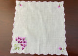 Vintage Purple Violet Bouquet Embroidered Handkerchief