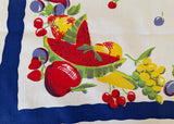 Vintage Wilendur Cherries Melons Berries Bananas Fruit Tablecloth