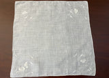 MWT Burmel Madeira Vintage White Linen Floral Appliqué Embroidered Handkerchief