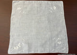 MWT Burmel Madeira Vintage White Linen Floral Appliqué Embroidered Handkerchief