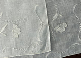 MWT Burmel Madeira Vintage White Linen Floral Appliqué Embroidered Handkerchief