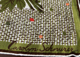 Vintage Carolyn Schnurer Chrysanthemum and Pinecone Handkerchief