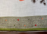 Vintage Carolyn Schnurer Chrysanthemum and Pinecone Handkerchief