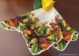 Vintage Woodland Leaves and Berries Printed Handkerchief