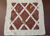 Vintage Monarch Butterfly and Maroon Branches Handkerchief