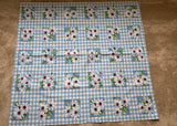 Vintage Tablecloth Blue Gingham Shasta Daisy by Wilendur