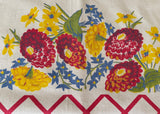 Vintage Lattice with Zinnia Blue Star Flower Primrose Tablecloth