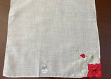 MWT Desco Vintage Applique Embroidered Red Floral Handkerchief