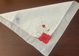 MWT Desco Vintage Applique Embroidered Red Floral Handkerchief
