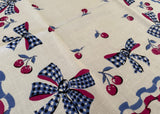 Vintage Cherries and Bows Red White Blue Tablecloth