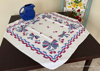 Vintage Cherries and Bows Red White Blue Tablecloth