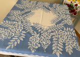 Vintage Callaway Blue and White Wisteria Tablecloth
