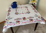 Vintage Lilies Daisies Poppies Colorful Tablecloth