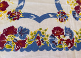 Vintage 1940's Petunias and Ribbons Tablecloth