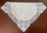 Vintage Bridal Net Lacing Handkerchief with Hearts and Magnolias