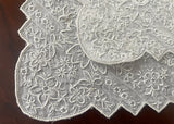 Vintage Linen Whitework Flower Blossoms Embroidered Bridal Handkerchief