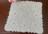 Vintage Linen Whitework Flower Blossoms Embroidered Bridal Handkerchief