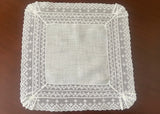 Vintage Net Lacing Floral Buds Handkerchief