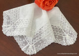 Vintage Net Lacing Floral Buds Handkerchief