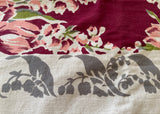 Vintage Pink Tulips and Foxglove Maroon Tablecloth and Napkin Set - The Pink Rose Cottage 