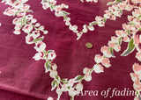 Vintage Pink Tulips and Foxglove Maroon Tablecloth and Napkin Set - The Pink Rose Cottage 