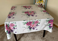Vintage America's Pride Wilendur Purple Pink Peony Tablecloth - The Pink Rose Cottage 