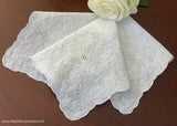 Vintage Linen Whitework Magnolia Blossoms Embroidered Bridal Handkerchief