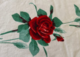 Vintage Wilendur American Beauty Red Roses Tablecloth