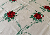 Vintage Wilendur American Beauty Red Roses Tablecloth