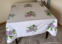 Vintage Wilendure Wilendur Purple Rhododendron Tablecloth
