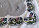 Vintage MCM Gray Field Poppies Tablecloth - The Pink Rose Cottage 
