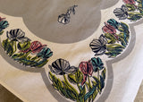 Vintage MCM Gray Field Poppies Tablecloth - The Pink Rose Cottage 
